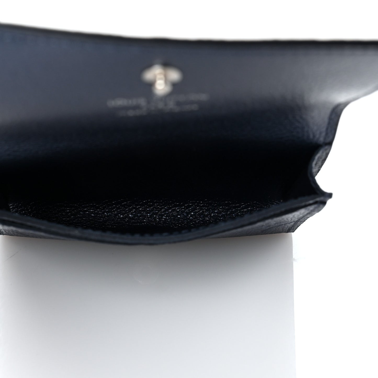 Metallic Empreinte Business Card Holder Navy Nacre