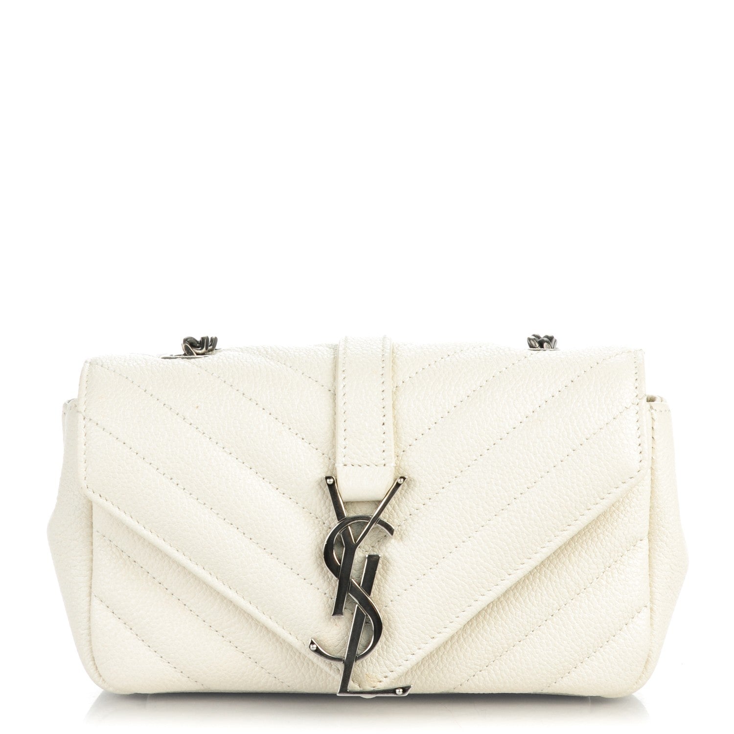 Saint Laurent Grained Calfskin Matelasse Chevron Monogram Classic Baby Chain Bag Porcellana 1 of 8