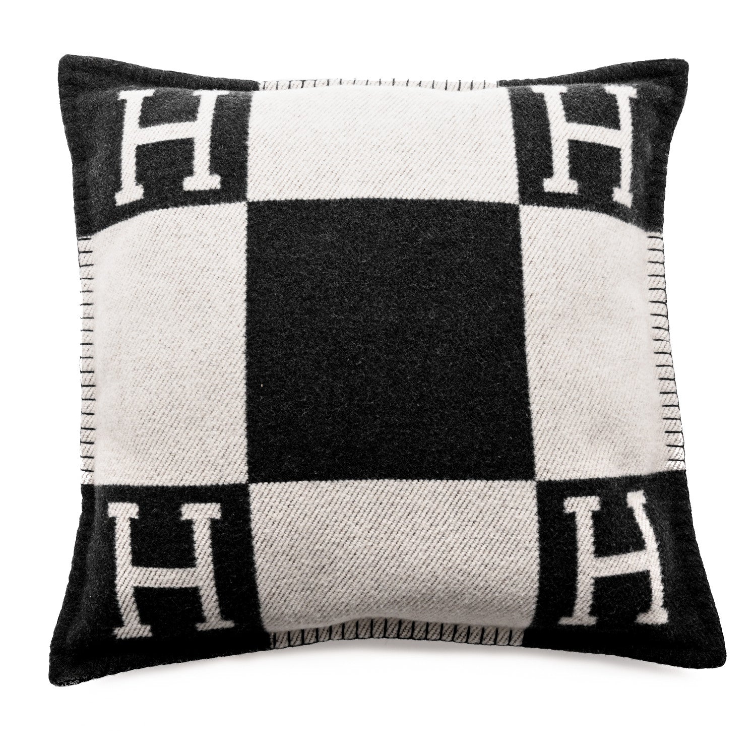 Hermes Wool Cashmere Avalon Pillow PM Ecru Gris Fonce 1 of 3