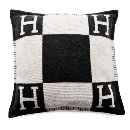 Hermes Wool Cashmere Avalon Pillow PM Ecru Gris Fonce 1 of 3