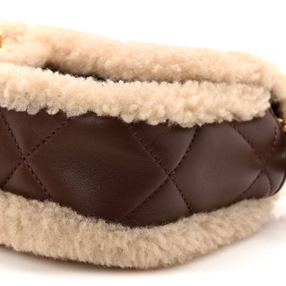 Chanel Shearling Lambskin Quilted Mini Furry Coco Flap Beige Dark Brown 10 of 10