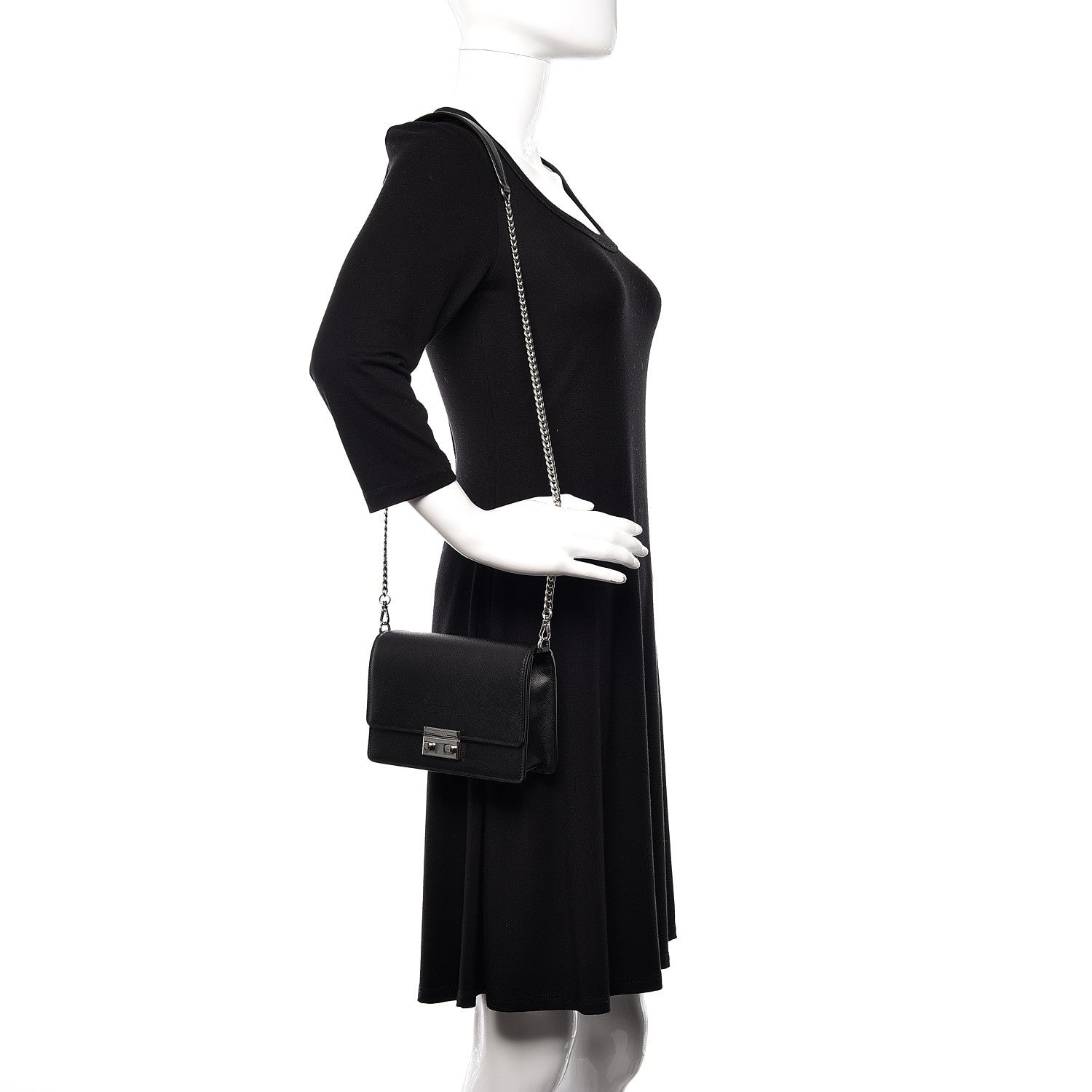Prada Saffiano Lux Bandoliera Crossbody Bag Black 2 of 9