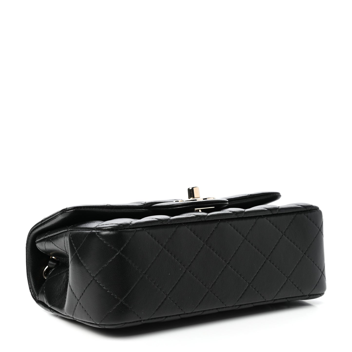 Lambskin Quilted Mini Rectangular Flap Black