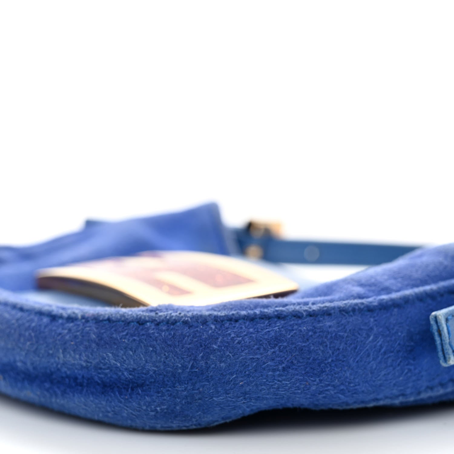 Fendi Suede Mini Half Moon Baguette Blue 9 of 13