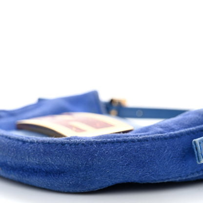 Fendi Suede Mini Half Moon Baguette Blue 9 of 13