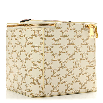 Celine Triomphe Canvas Calfskin Square Vanity Case White 4 of 11