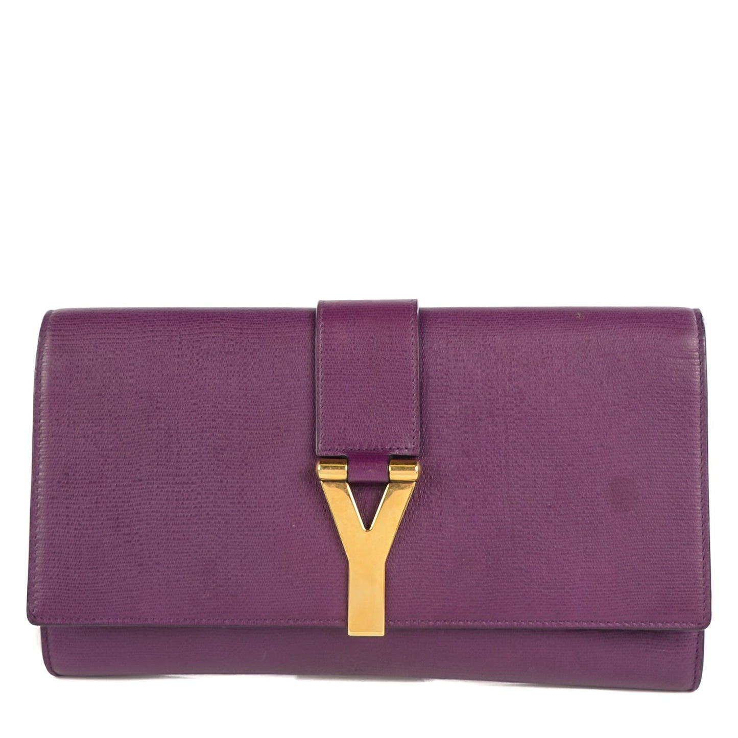 Textured Calfskin Large Classic Y Clutch Violet