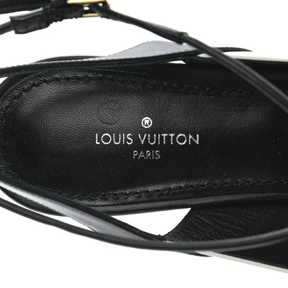Louis Vuitton Calfskin Line Up Slingback Pumps 36 Black White 7 of 8