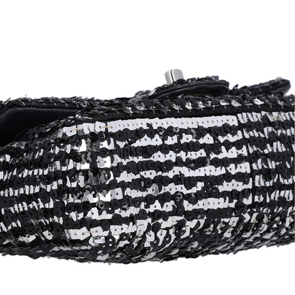 Chanel Sequin Lambskin Small Flap Black Silver 9 of 10