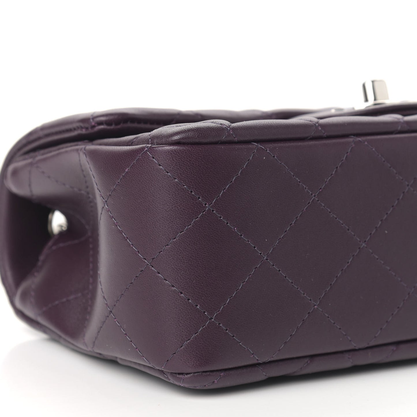 Lambskin Quilted Mini Rectangular Flap Dark Purple