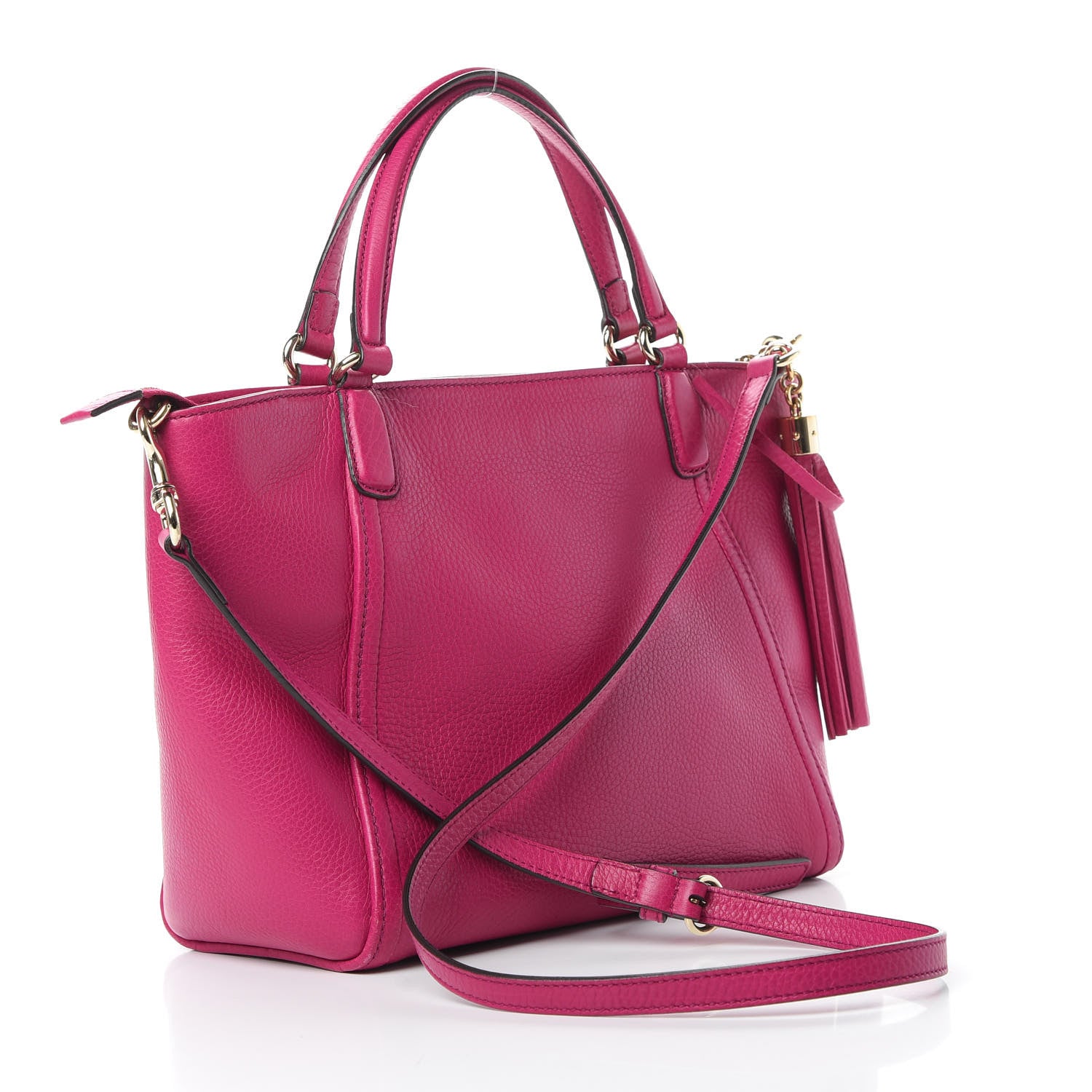 Gucci Pebbled Calfskin Small Soho Top Handle Bag Bright Bougainvillea 4 of 14