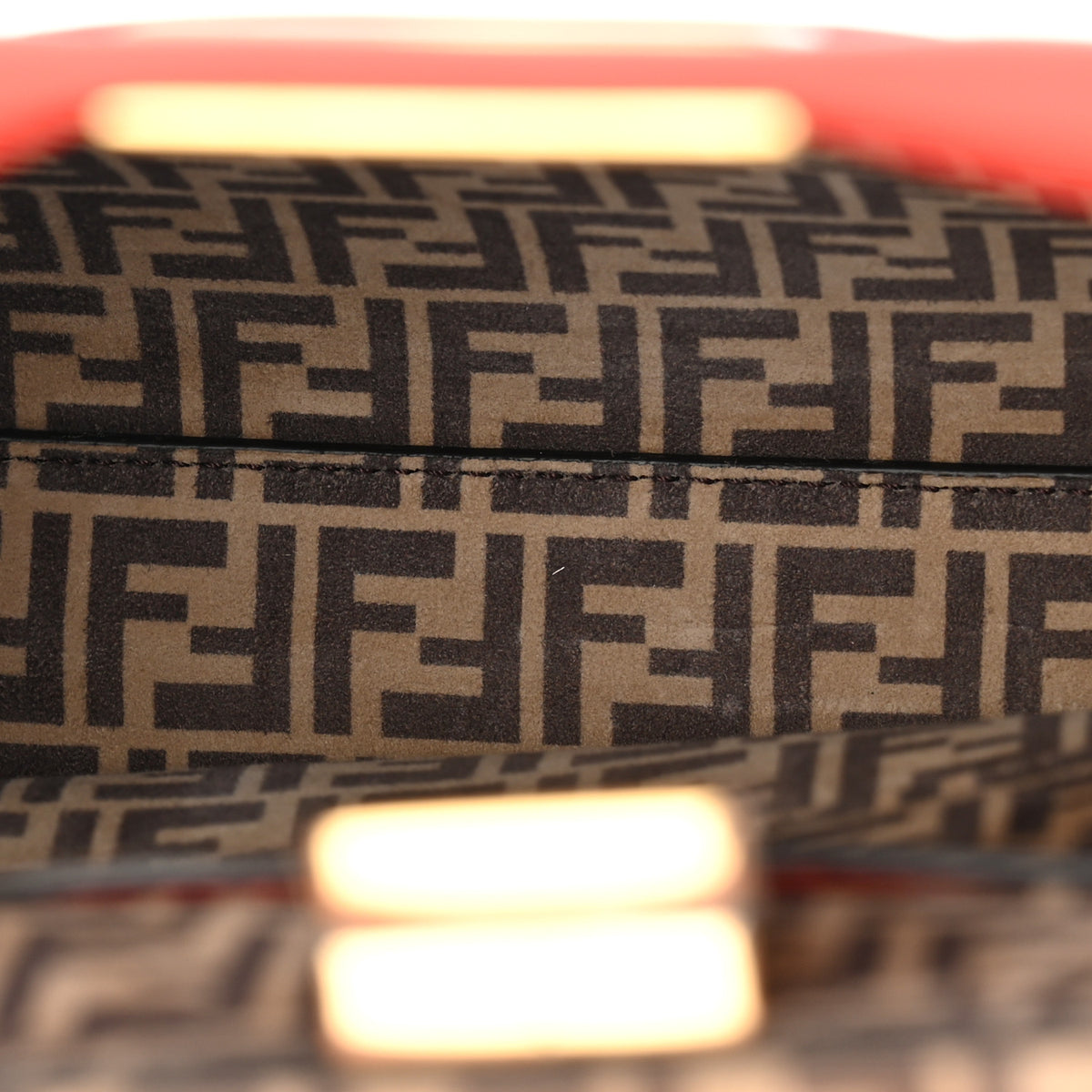 Fendi Vitello Seta Suede FF Mini Peekaboo Iconic Satchel Tulipano Miele Moro 5 of 10