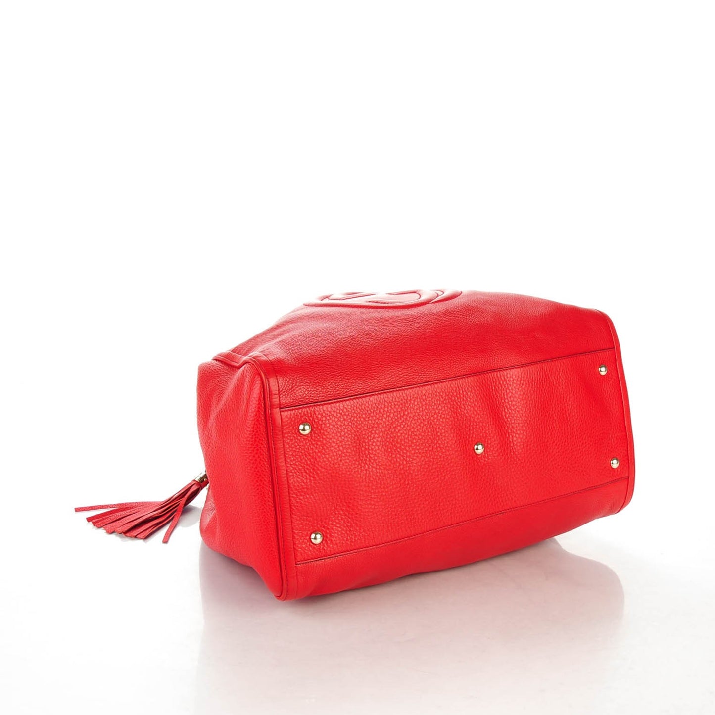 Pebbled Calfskin Large Soho Shoulder Bag Red