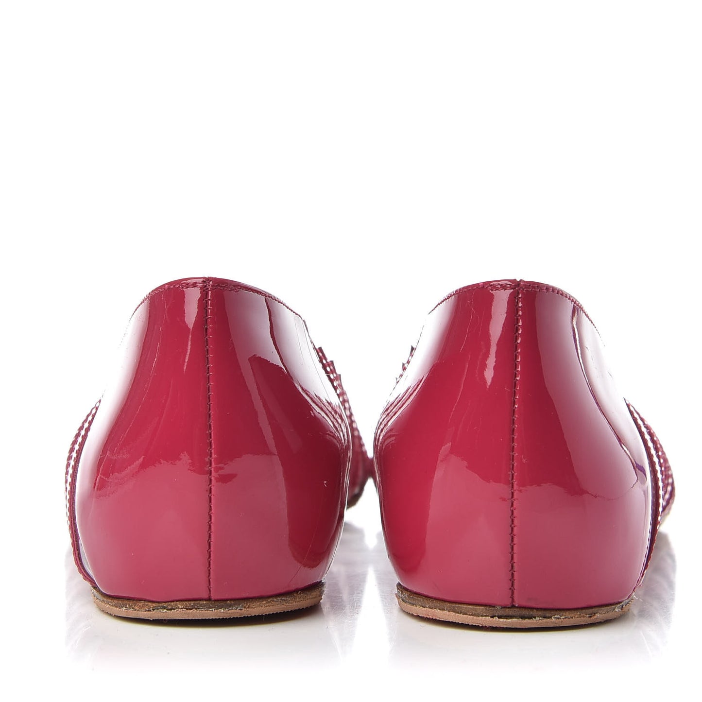 Patent PVC Striped A6 Flats 35 Red