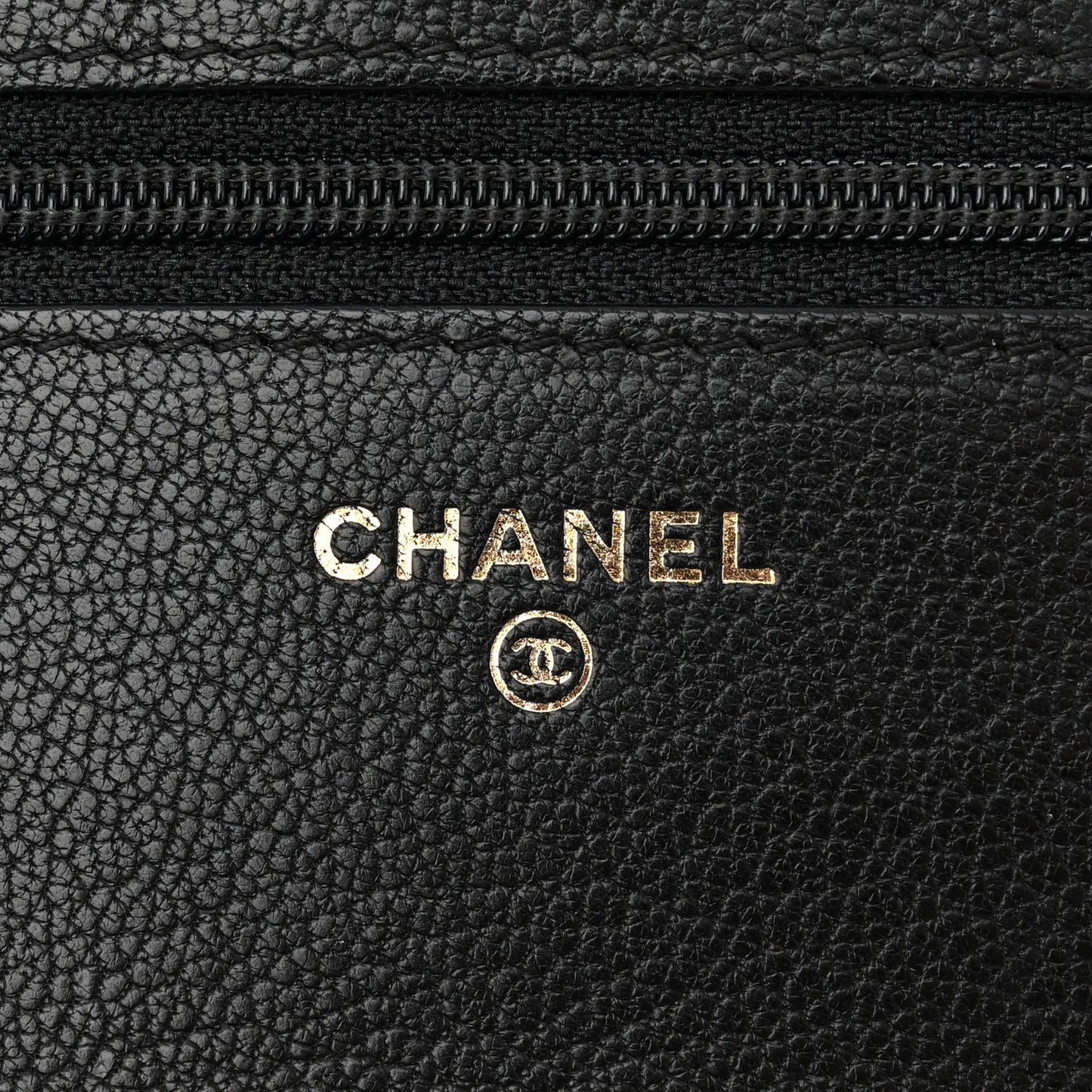 Patent Goatskin Quilted CC Eyelet Wallet On Chain WOC Black