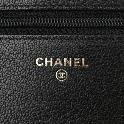 Chanel Patent Goatskin Quilted CC Eyelet Wallet On Chain WOC Black 6 of 11