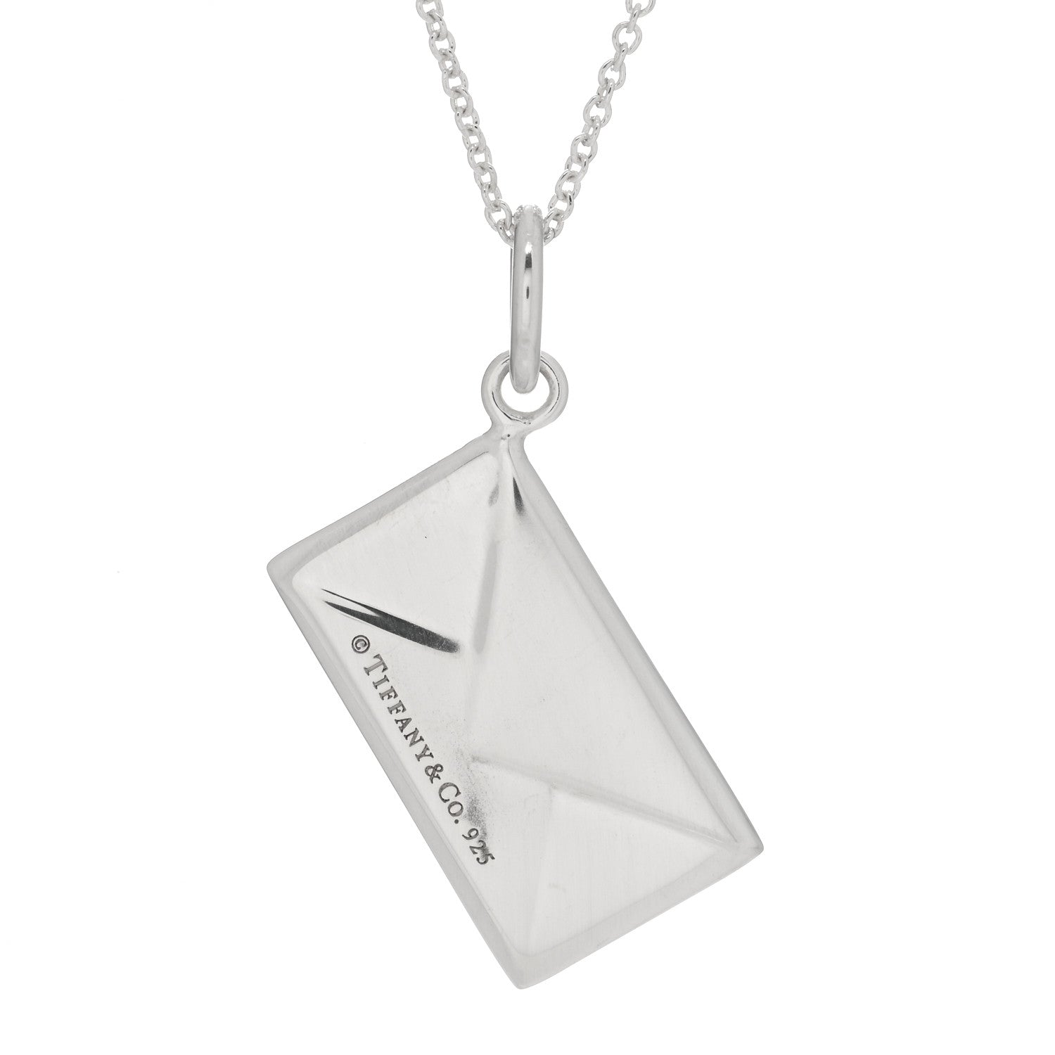 Tiffany Sterling Silver Diamond Envelope Pendant Necklace 4 of 4