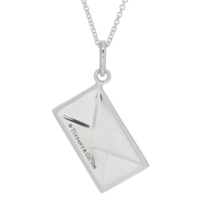Tiffany Sterling Silver Diamond Envelope Pendant Necklace 4 of 4