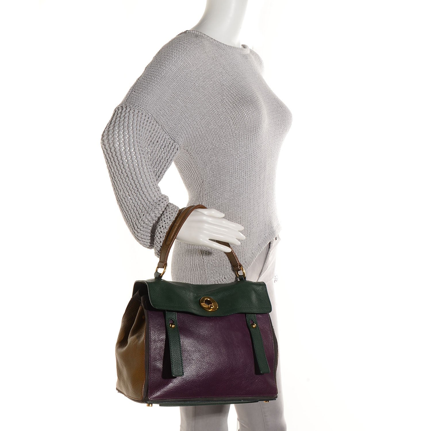 Saint Laurent Calfskin Medium Tri-Color Muse Two 2 of 8