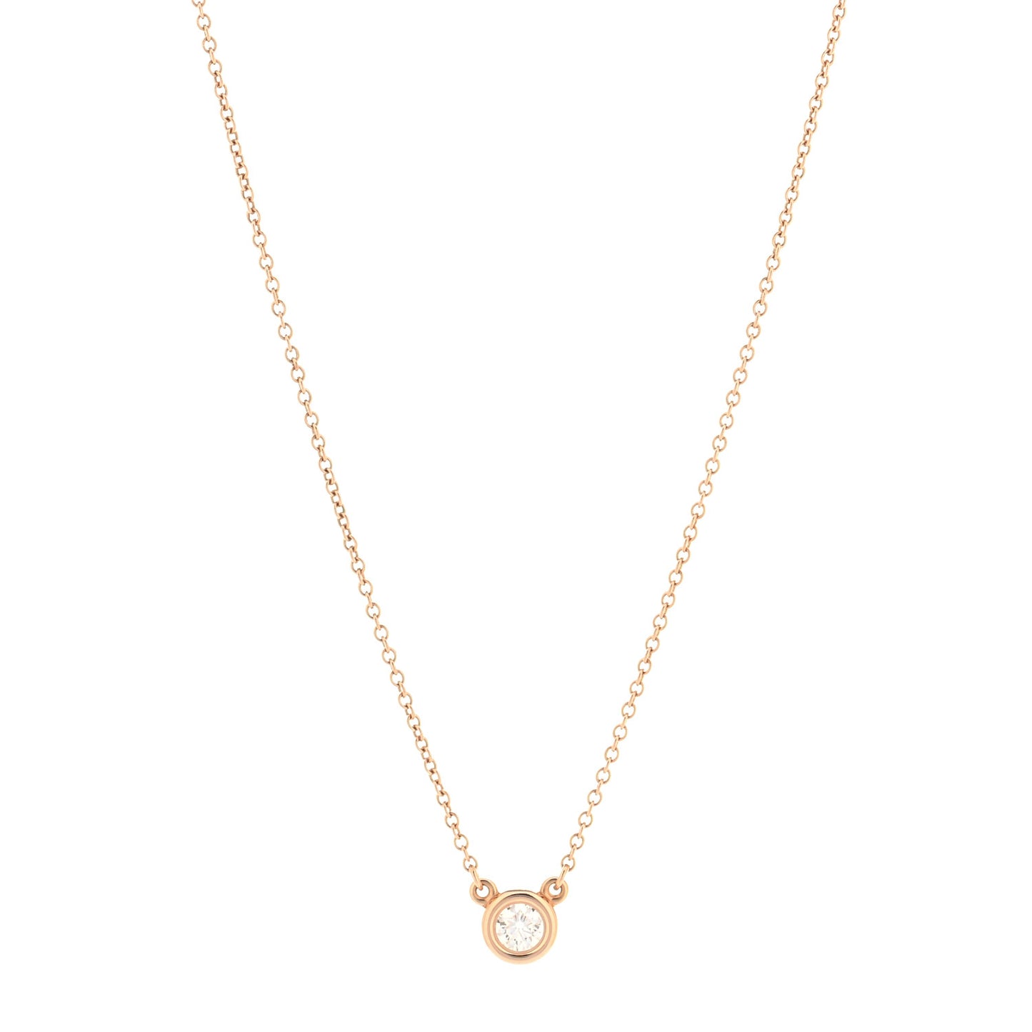 18K Rose Gold Diamond .17ct Elsa Peretti Diamonds by the Yard Pendant Necklace