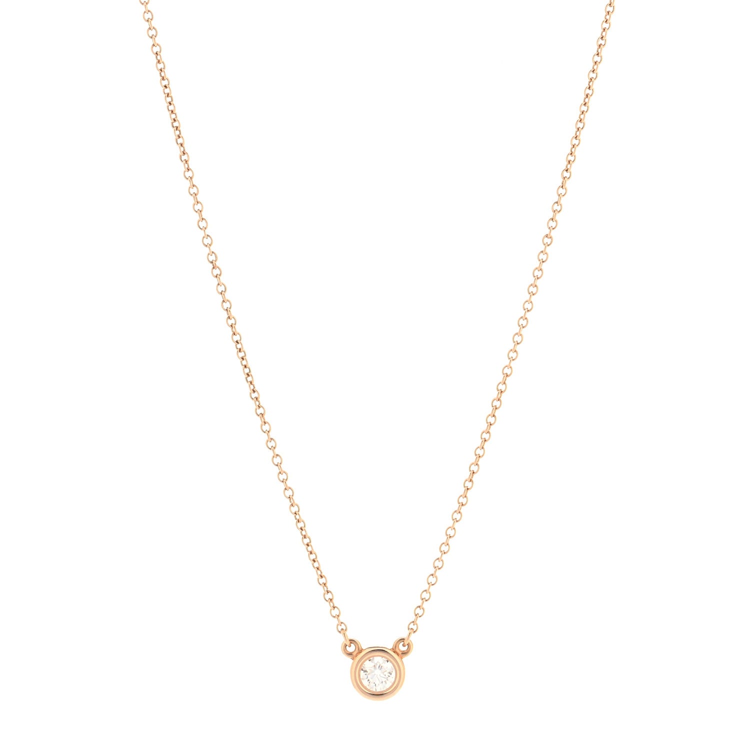Tiffany 18K Rose Gold Diamond .17ct Elsa Peretti Diamonds by the Yard Pendant Necklace 1 of 6
