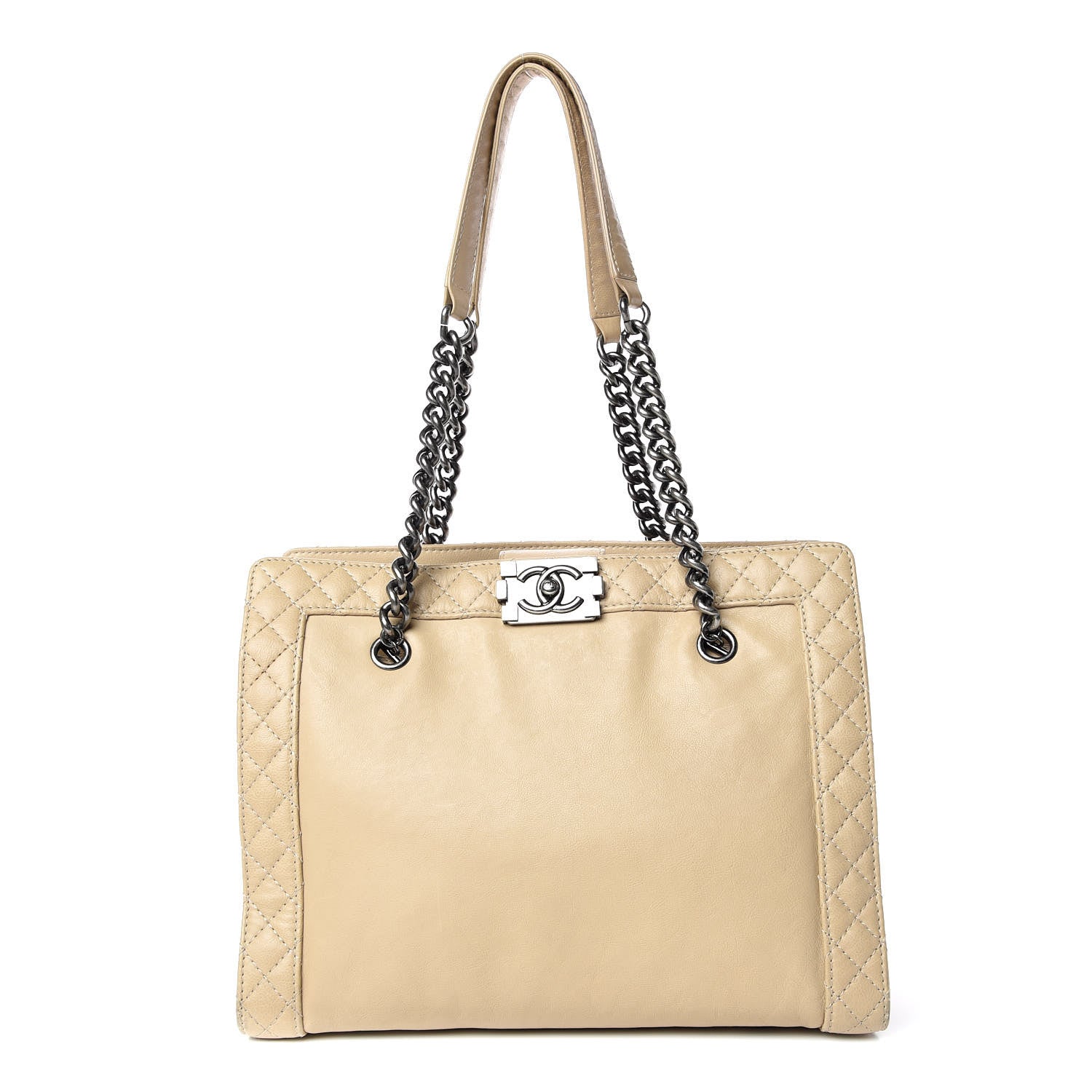 Chanel Lambskin Boy Reverso Shopping Tote Beige 1 of 26