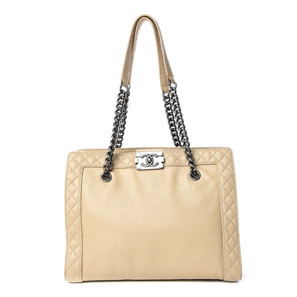 Chanel Lambskin Boy Reverso Shopping Tote Beige 1 of 26