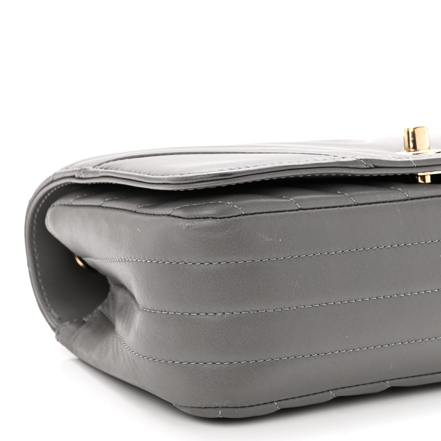 Chanel Calfskin Chevron Quilted Mini Statement Flap Grey 9 of 10