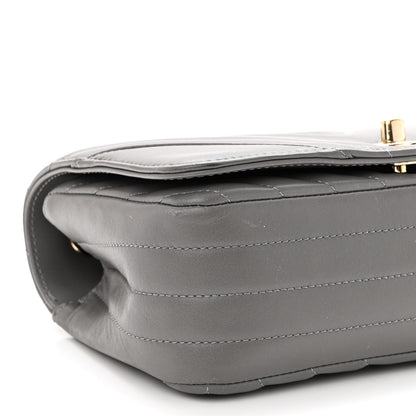 Chanel Calfskin Chevron Quilted Mini Statement Flap Grey 9 of 10