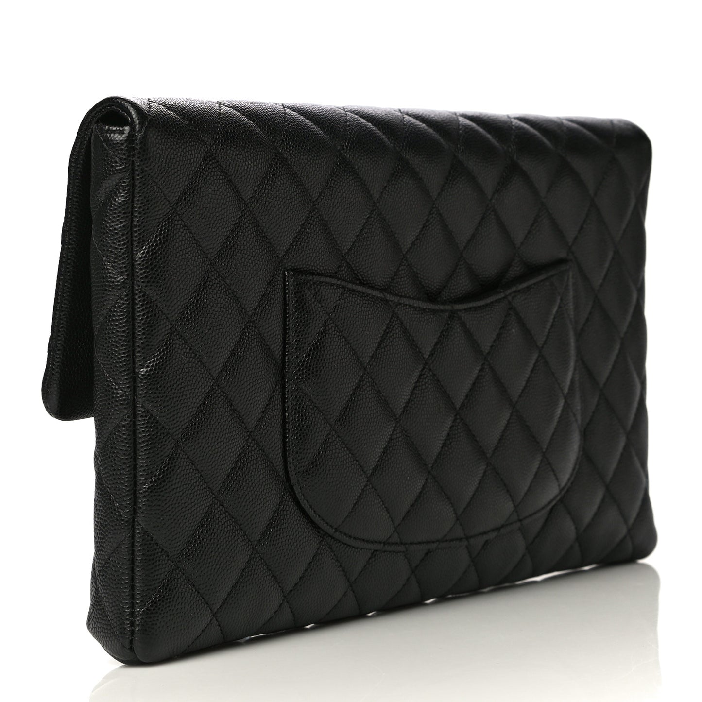 Caviar Quilted Flap Clutch Black