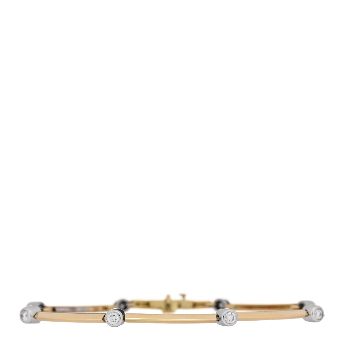 Tiffany 18K Yellow Gold Platinum Diamond Knife Edge Link Bracelet 1 of 4