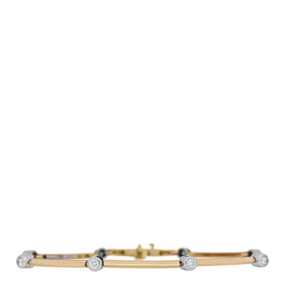 Tiffany 18K Yellow Gold Platinum Diamond Knife Edge Link Bracelet 1 of 4