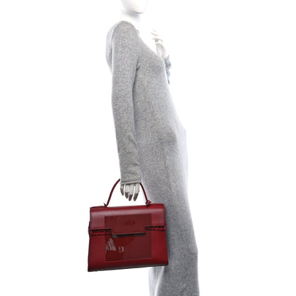 Delvaux Calfskin Patent Calfskin GM Tempete Satchel Red 2 of 13
