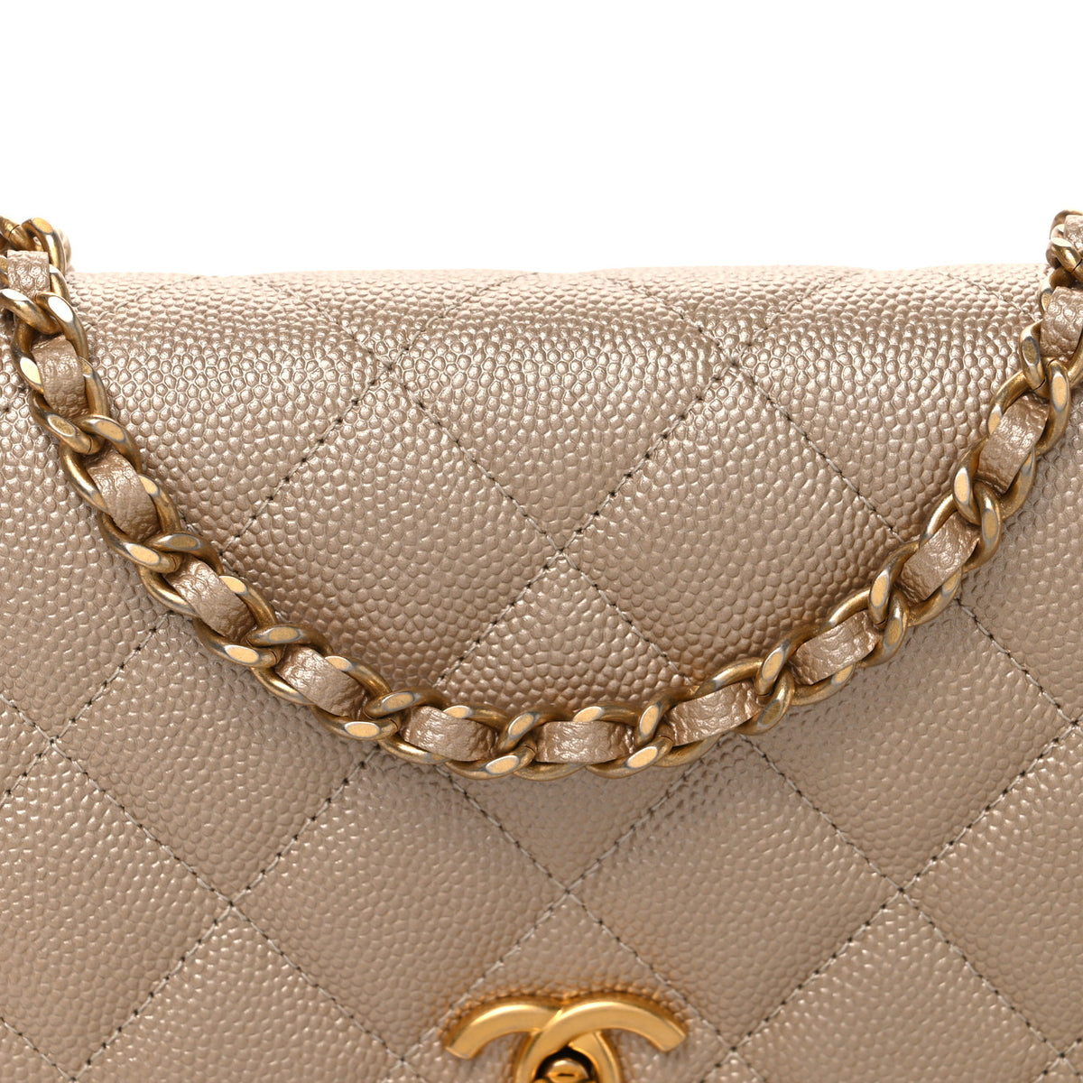 Chanel Metallic Caviar Quilted Coin Wallet On Chain WOC Gold 8 of 11