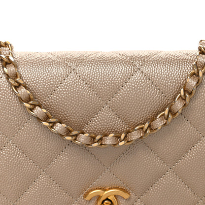 Chanel Metallic Caviar Quilted Coin Wallet On Chain WOC Gold 8 of 11