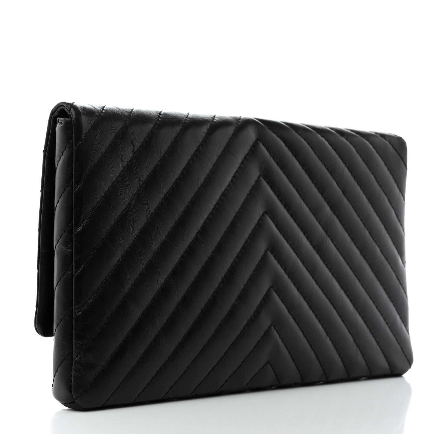 Chanel Aged Calfskin Chevron Quilted Reissue 2.55 Clutch Black 3 of 7