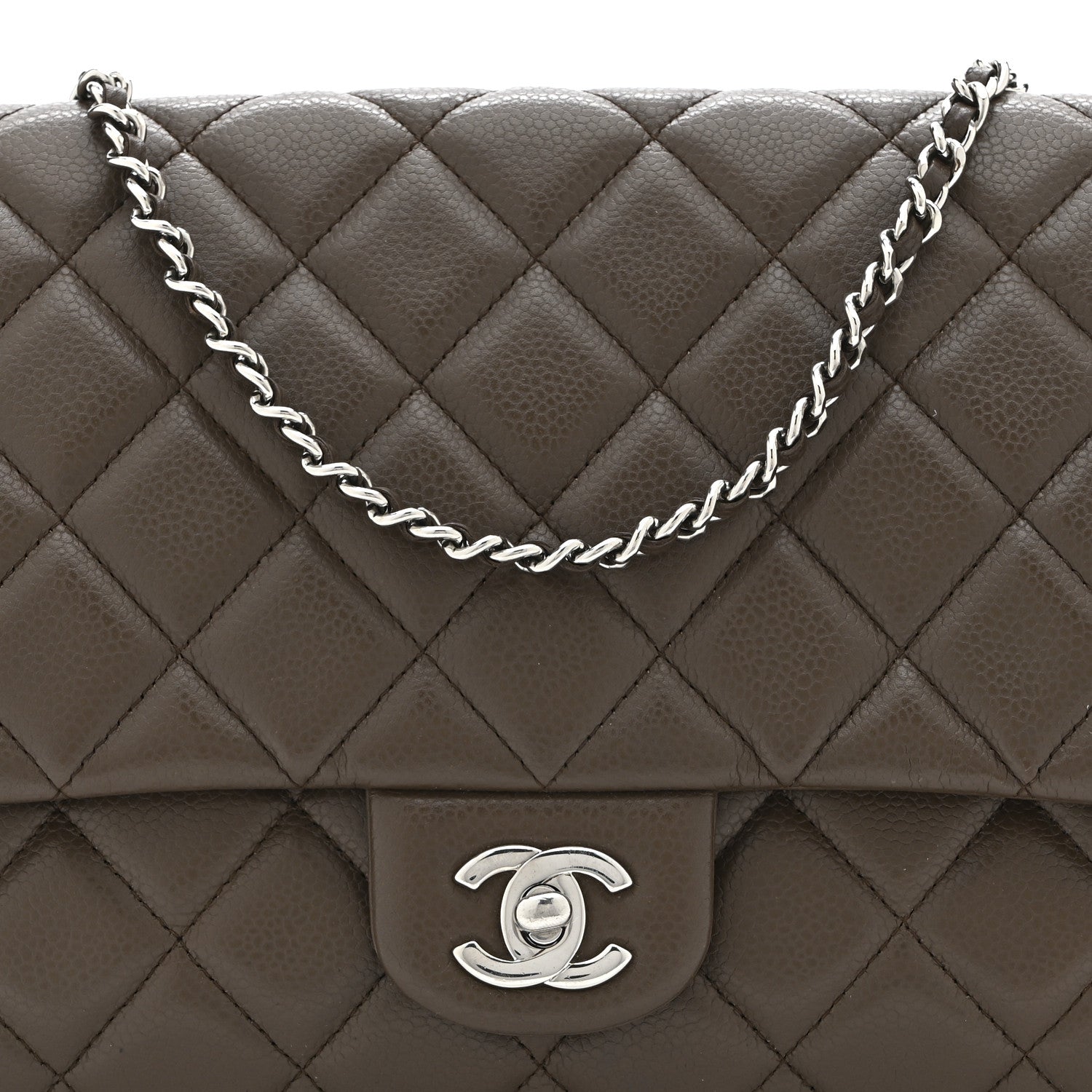 Chanel Caviar Quilted Clutch With Chain Flap Brown 8 of 10