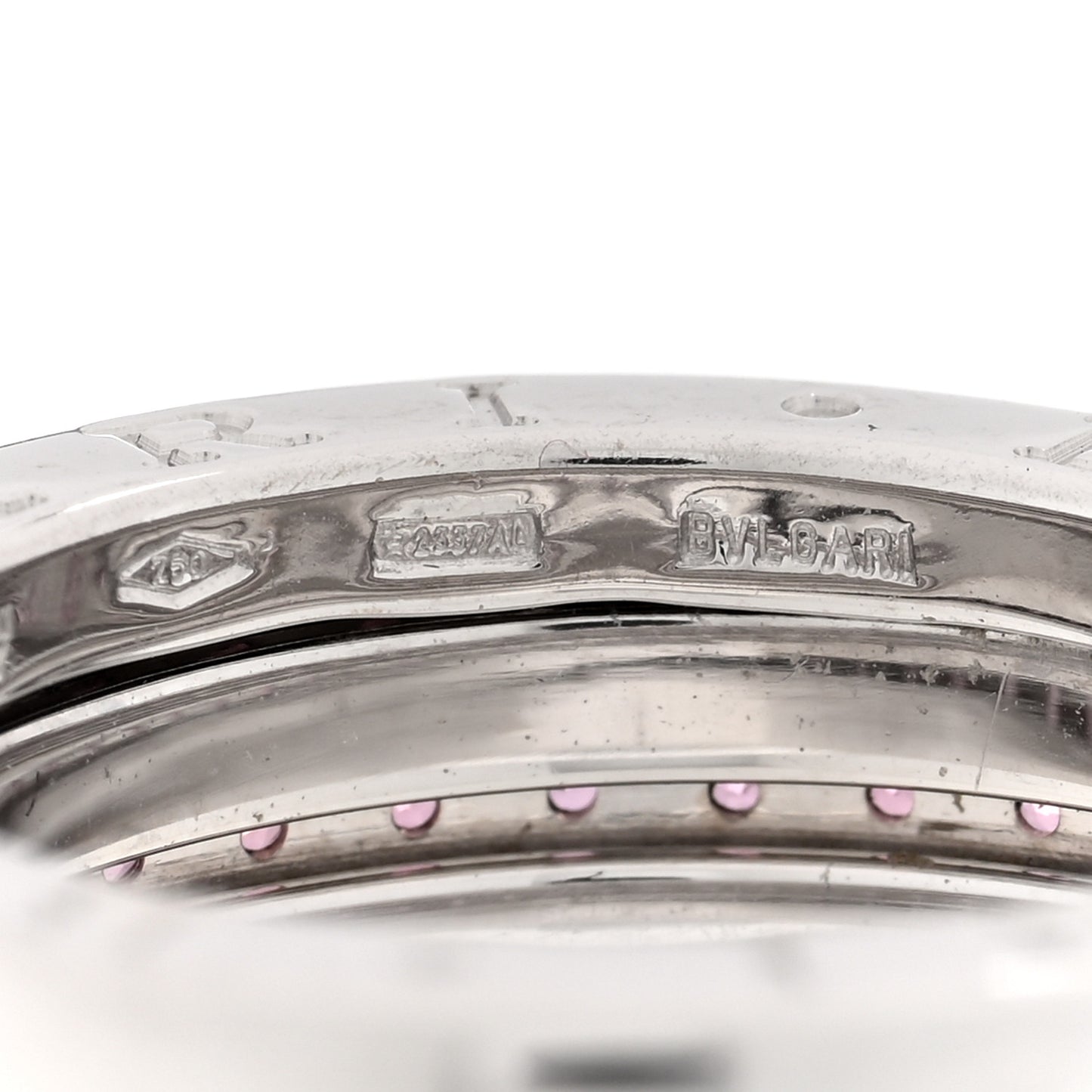 18K White Gold Pink Sapphire B.Zero1 Three-Band Ring 51 5.75