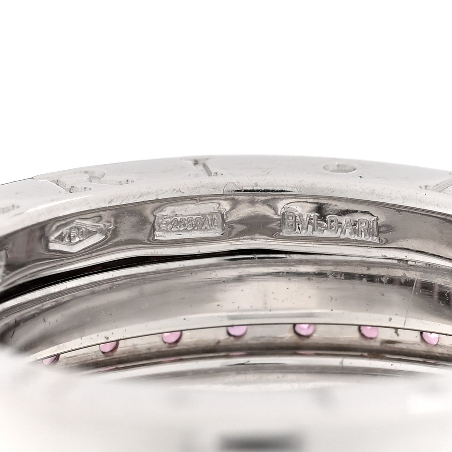 Bulgari 18K White Gold Pink Sapphire B.Zero1 Three-Band Ring 51 5.75 5 of 7