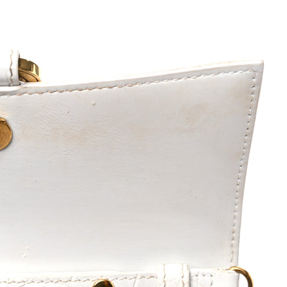 Balenciaga Shiny Calfskin Crocodile Embossed Hourglass Chain Bag White 12 of 23