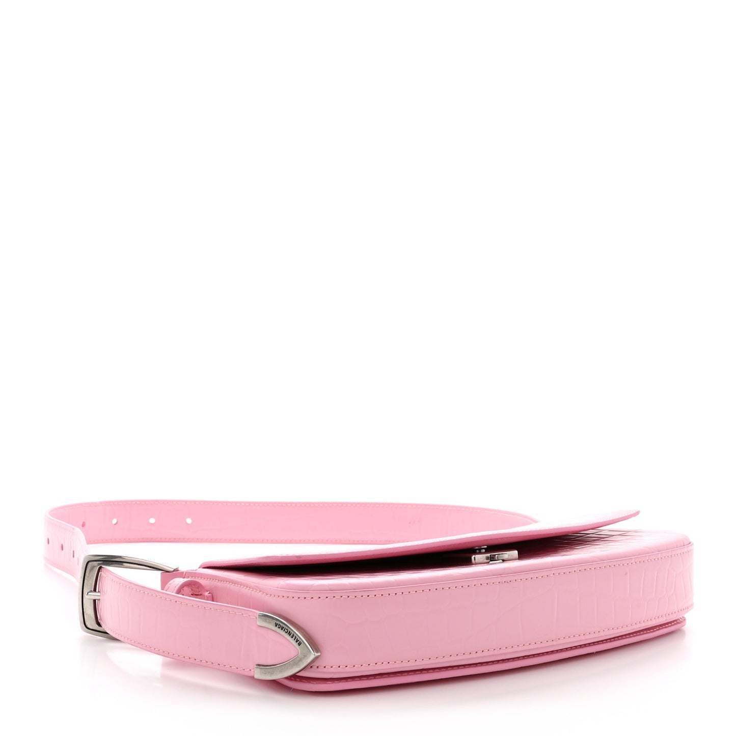 Shiny Calfskin Crocodile Embossed Ghost Sling Bag Pink