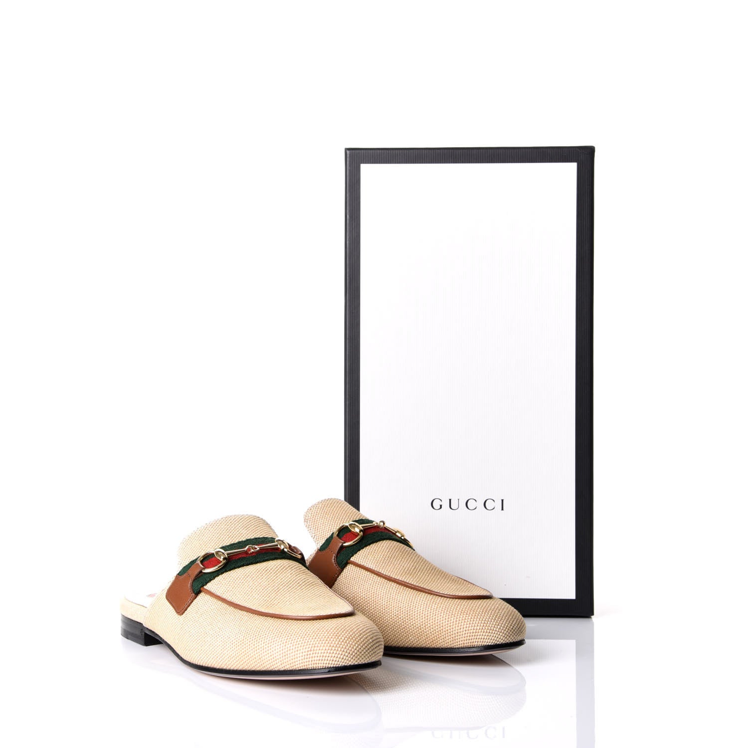 Gucci Canvas Vintage Charlotte Princetown Slippers 39 Cuir 9 of 9