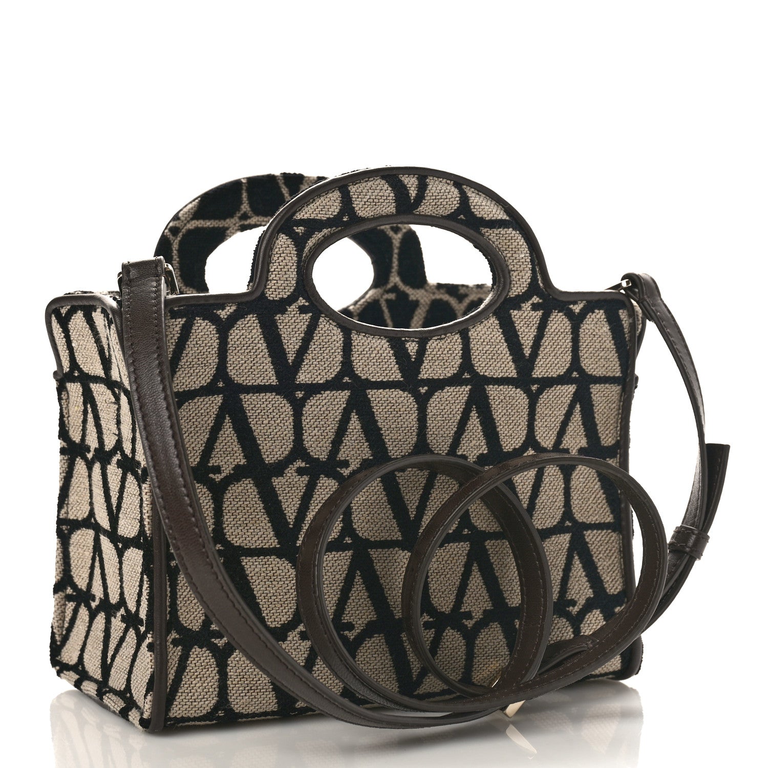 Valentino Garavani Toile Iconographe Goatskin Mini Le Troisieme Shopping Bag Naturale Black Fondant 3 of 8