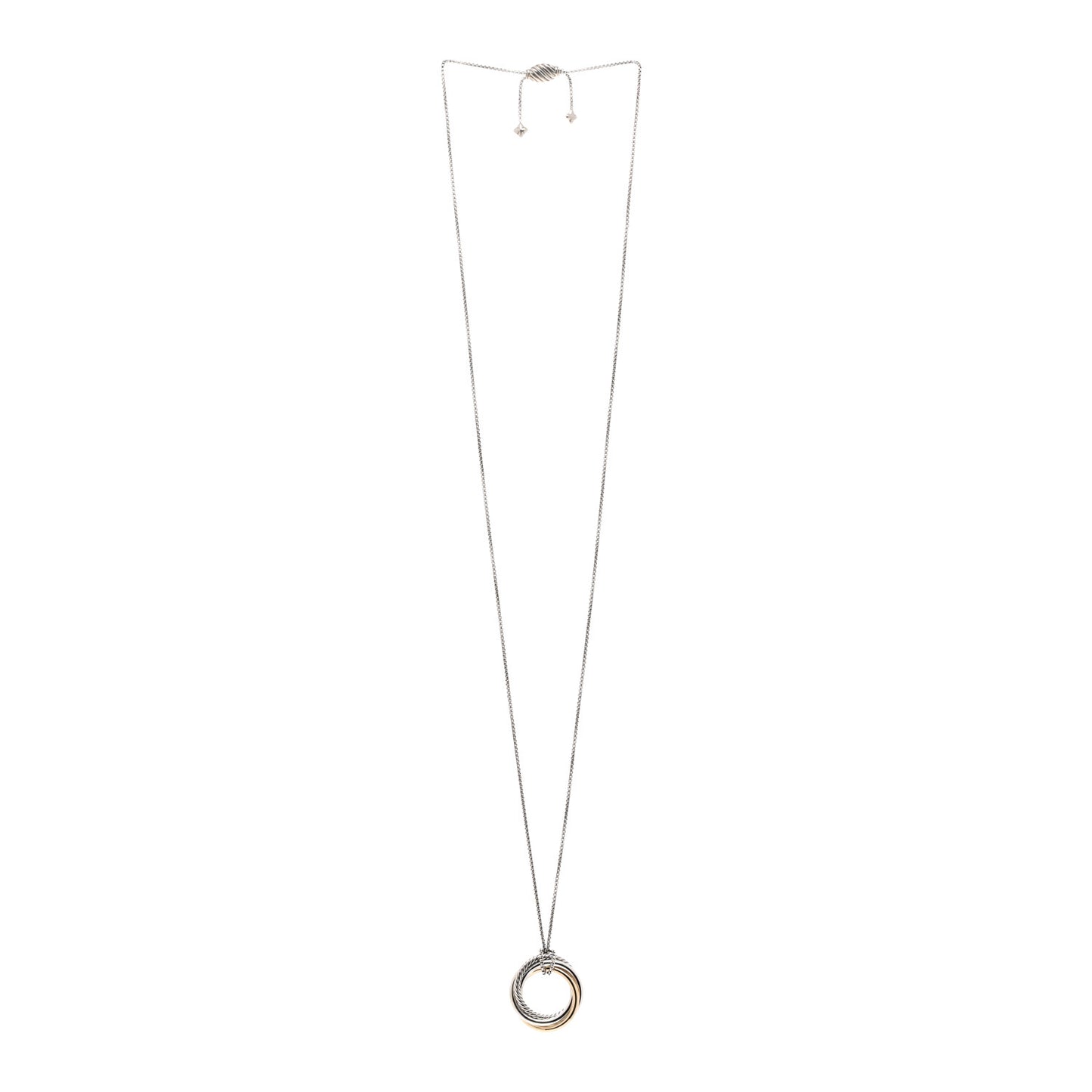 Sterling Silver 14K Yellow Gold 28mm Crossover Pendant Necklace