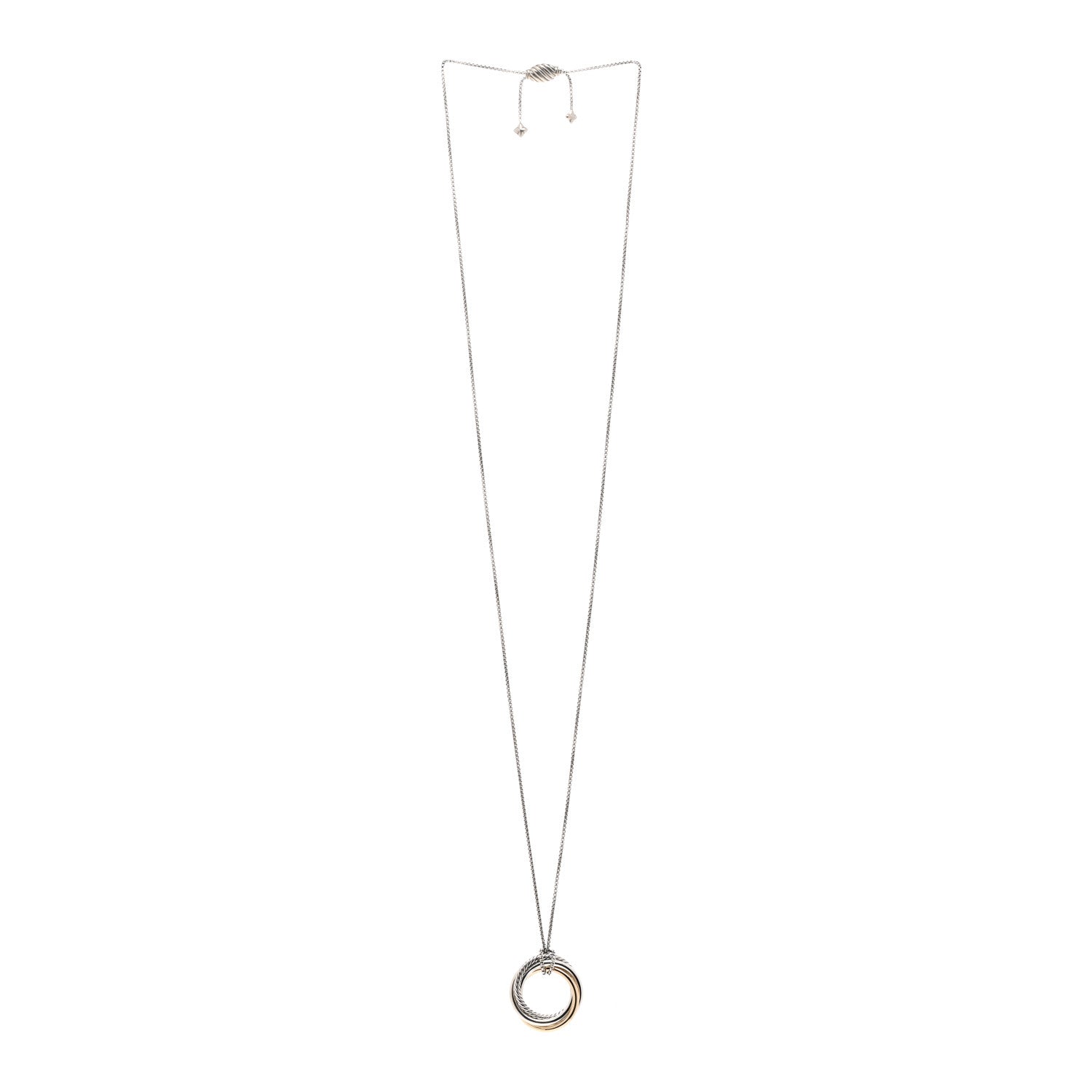 David Yurman Sterling Silver 14K Yellow Gold 28mm Crossover Pendant Necklace 3 of 4