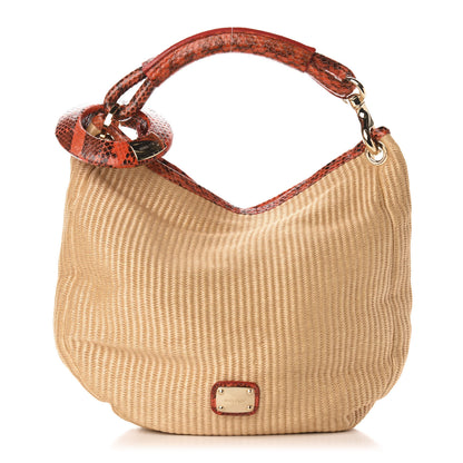 Jimmy Choo Raffia Snakeskin Sky Hobo Orange 1 of 10