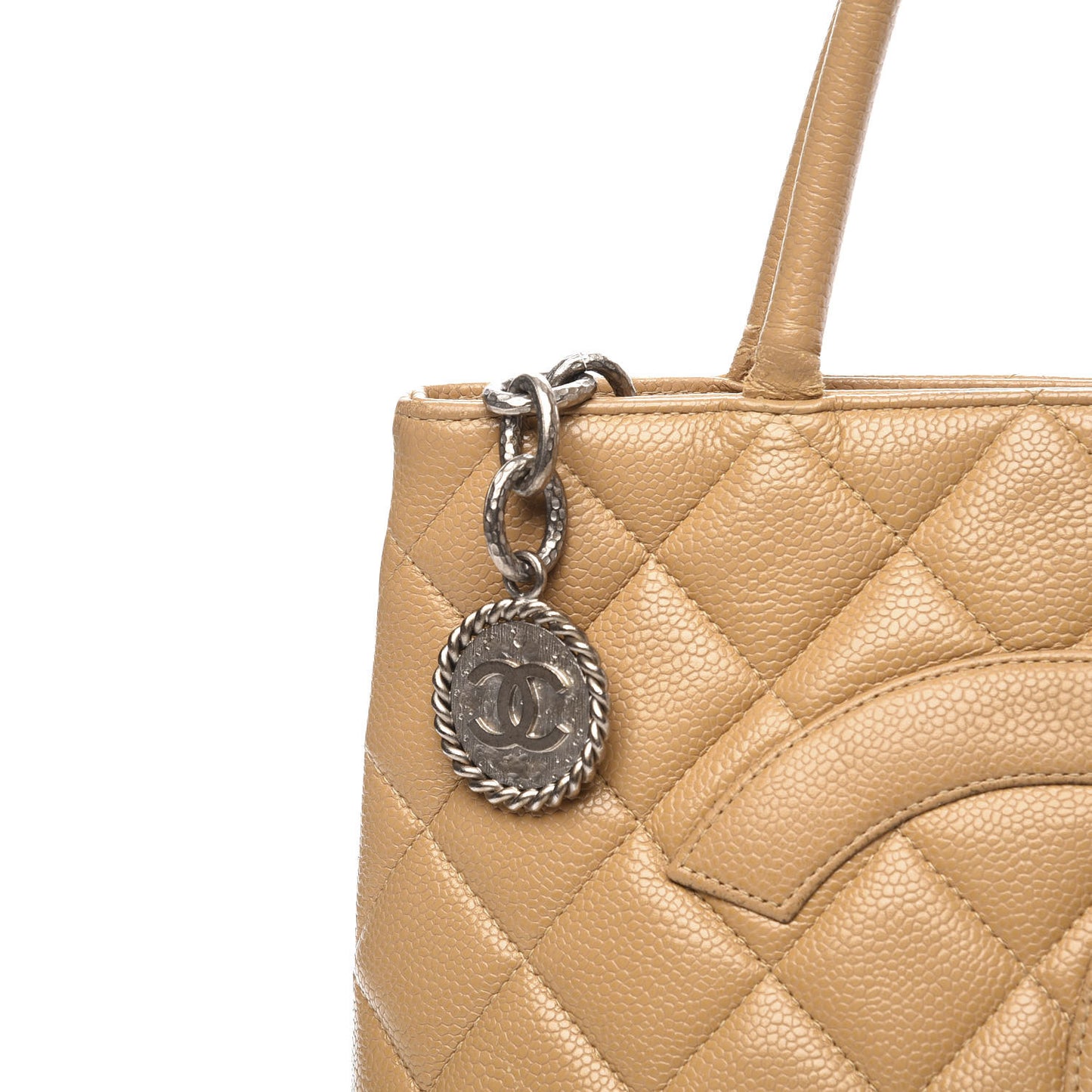 Caviar Quilted Medallion Tote Beige
