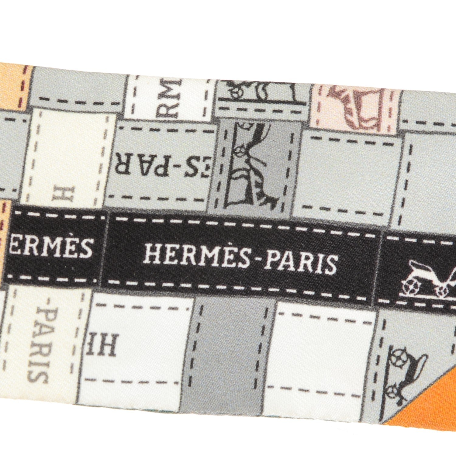 Hermes Silk Bolduc Au Carre Twilly Gris Caramel Blanc 5 of 5