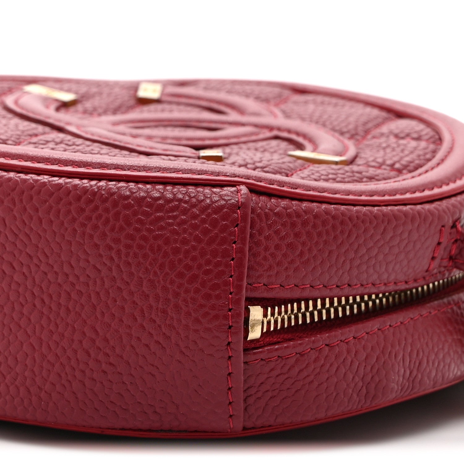 Chanel Caviar Quilted Round Filigree Crossbody Red 10 of 10