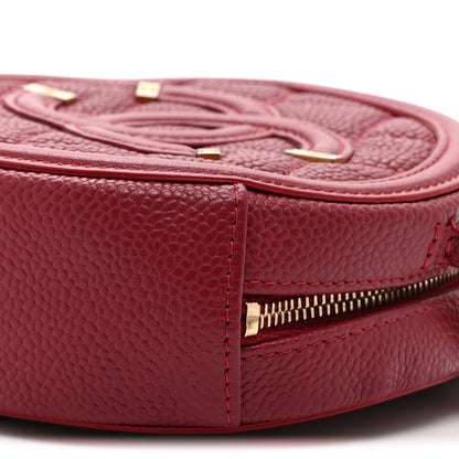 Chanel Caviar Quilted Round Filigree Crossbody Red 10 of 10